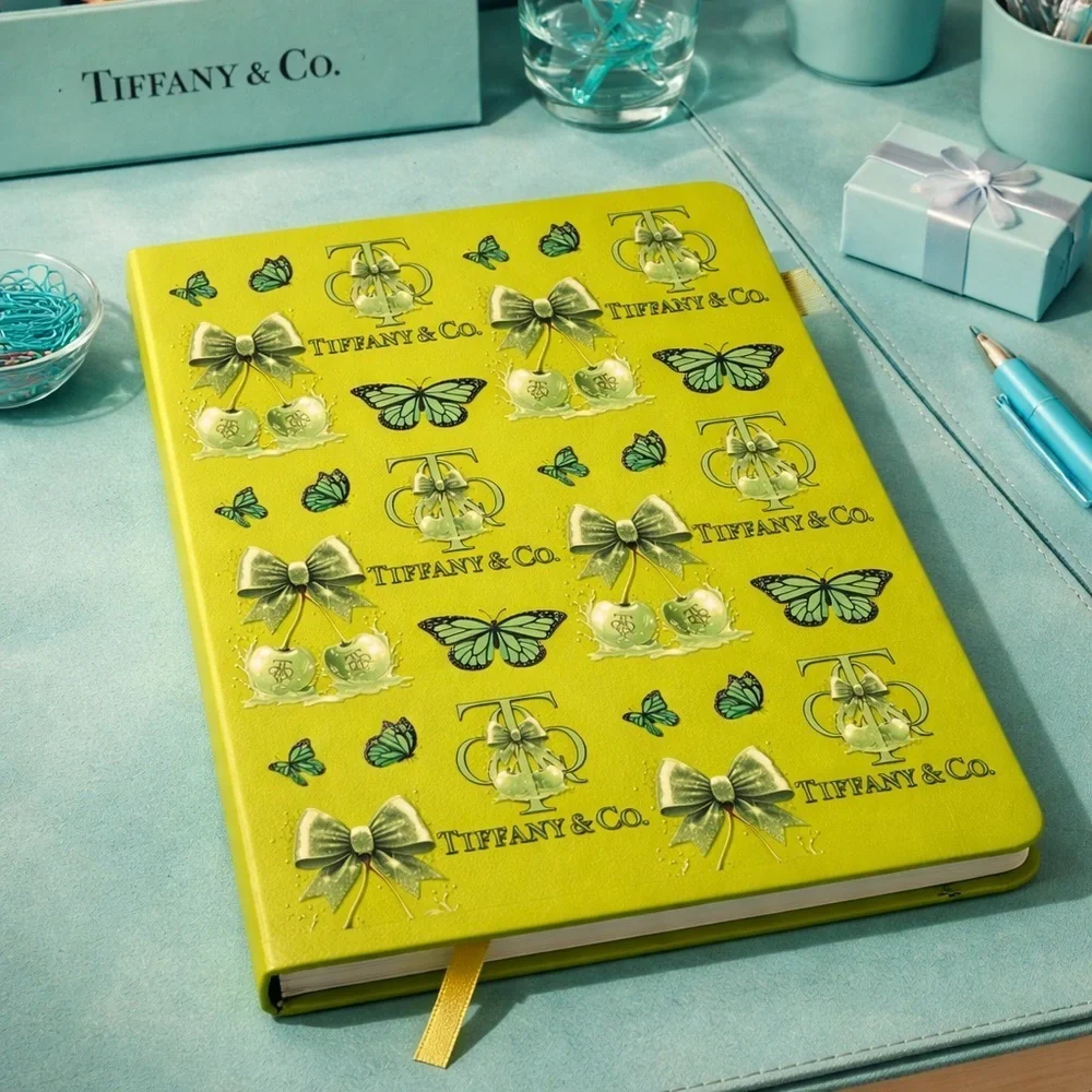 Lime Green Notebook with Butterflies and Green Bows